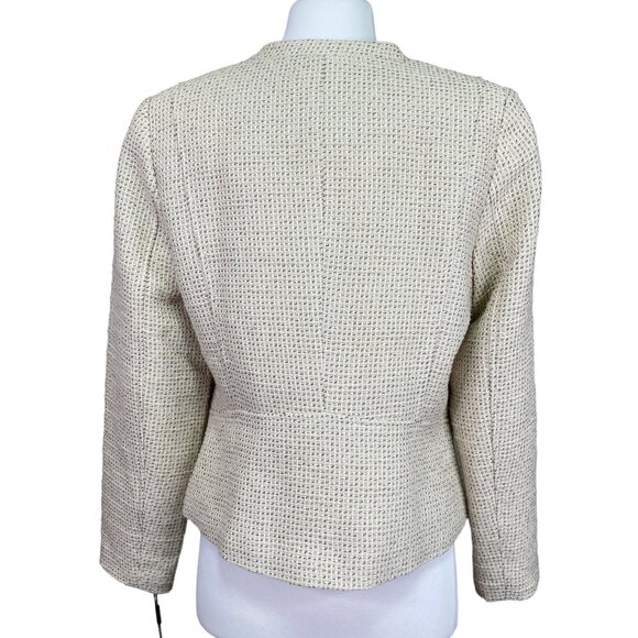 Calvin Klein Ivory Tweed Blazer Size 14P NEW New With Tag - Picture 2 of 5